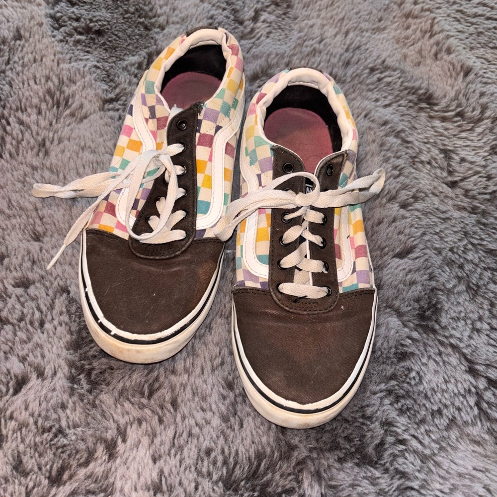 Rainbow checkered vans